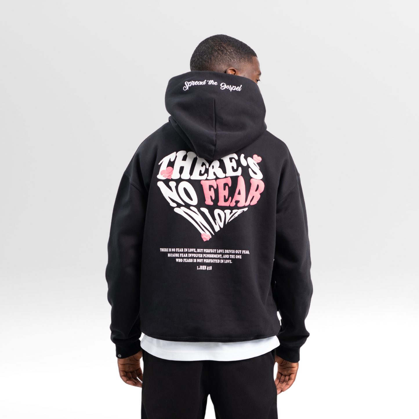 NO FEAR IN LOVE OVERSIZE HOODIE - BLACK