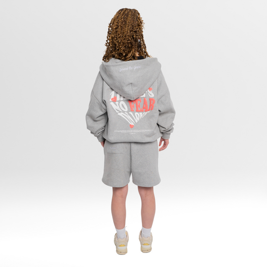 NO FEAR IN LOVE ZIP UP HOODIE - GREY