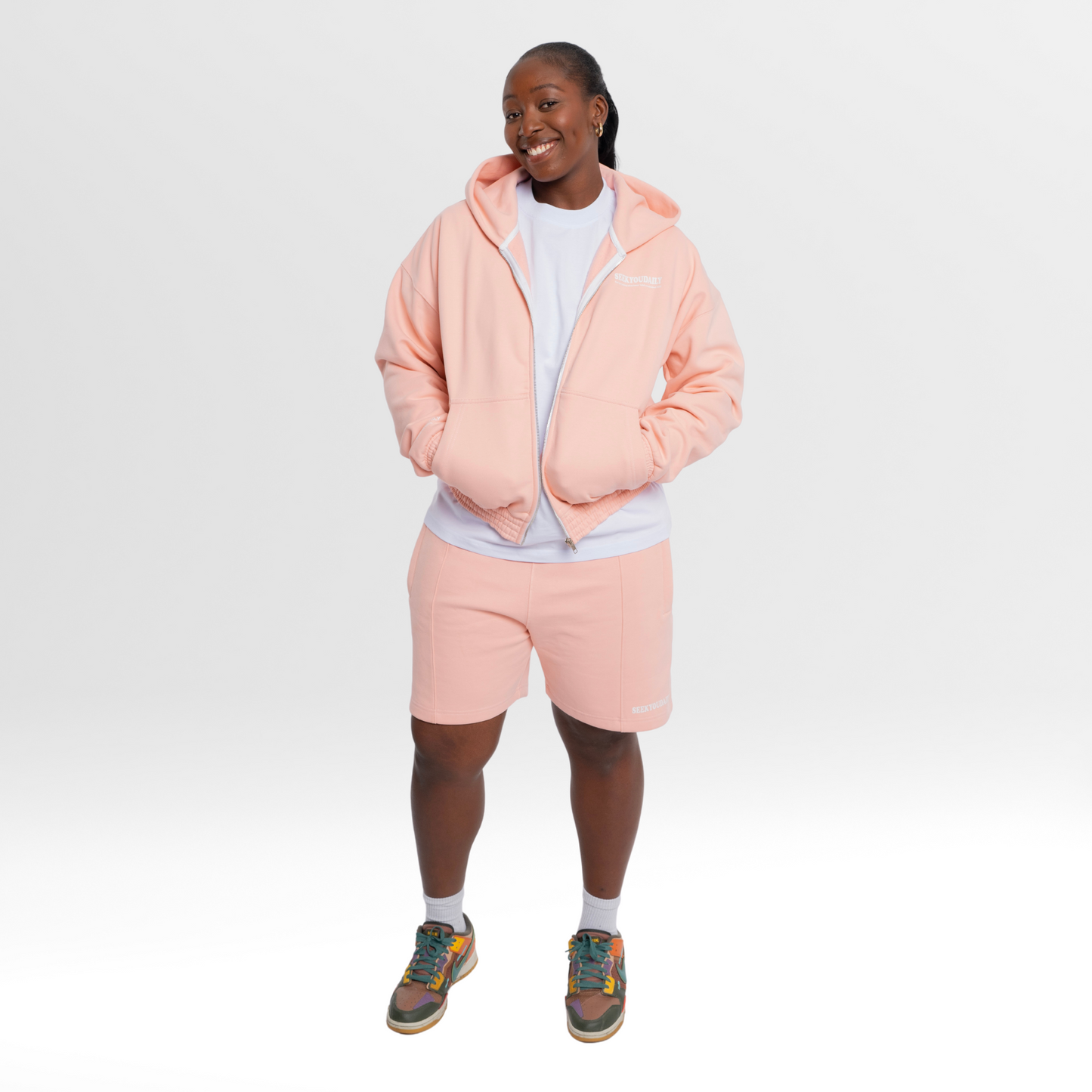 NO FEAR IN LOVE ZIP UP HOODIE - PINK